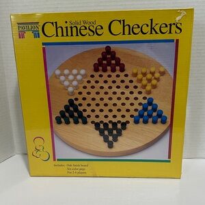 Solid Wood Chinese Checkers Game - Multicolor Oak Wood Finish NIB